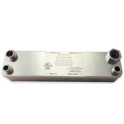 20 Plate Wort Chiller - Garden Hose X 1/2" Male NPT - 12" (B3-23A-20ST) - Canadian Homebrewing Supplier - Free Shipping - Canuck Homebrew Supply