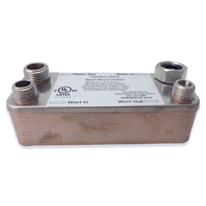 20 Plate Wort Chiller - Garden hose and 1/2" Male NPT - 7.5in - Canadian Homebrewing Supplier - Free Shipping - Canuck Homebrew Supply