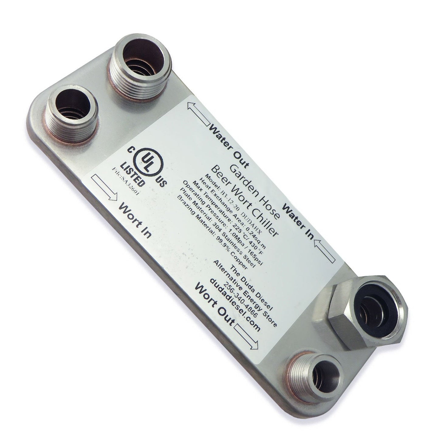 20 Plate Wort Chiller - Garden hose and 1/2" Male NPT - 7.5in - Canadian Homebrewing Supplier - Free Shipping - Canuck Homebrew Supply