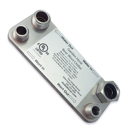 20 Plate Wort Chiller - Garden hose and 1/2" Male NPT - 7.5in - Canadian Homebrewing Supplier - Free Shipping - Canuck Homebrew Supply