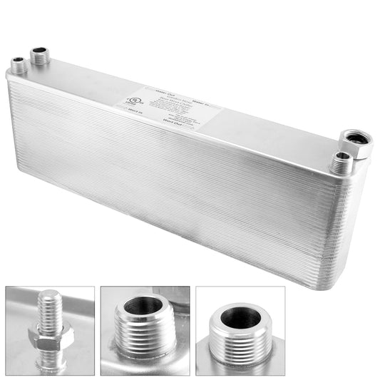 60 Plate Wort Chiller (B3-36A-60ST) - 1/2" Male NPT X 3/4" Garden Hose (18 3/8")