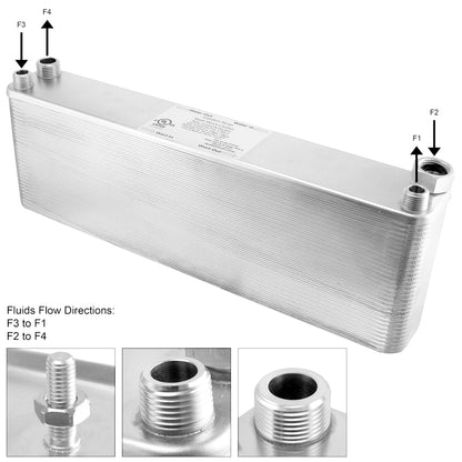 60 Plate Wort Chiller (B3-36A-60ST) - 1/2" Male NPT X 3/4" Garden Hose (18 3/8")