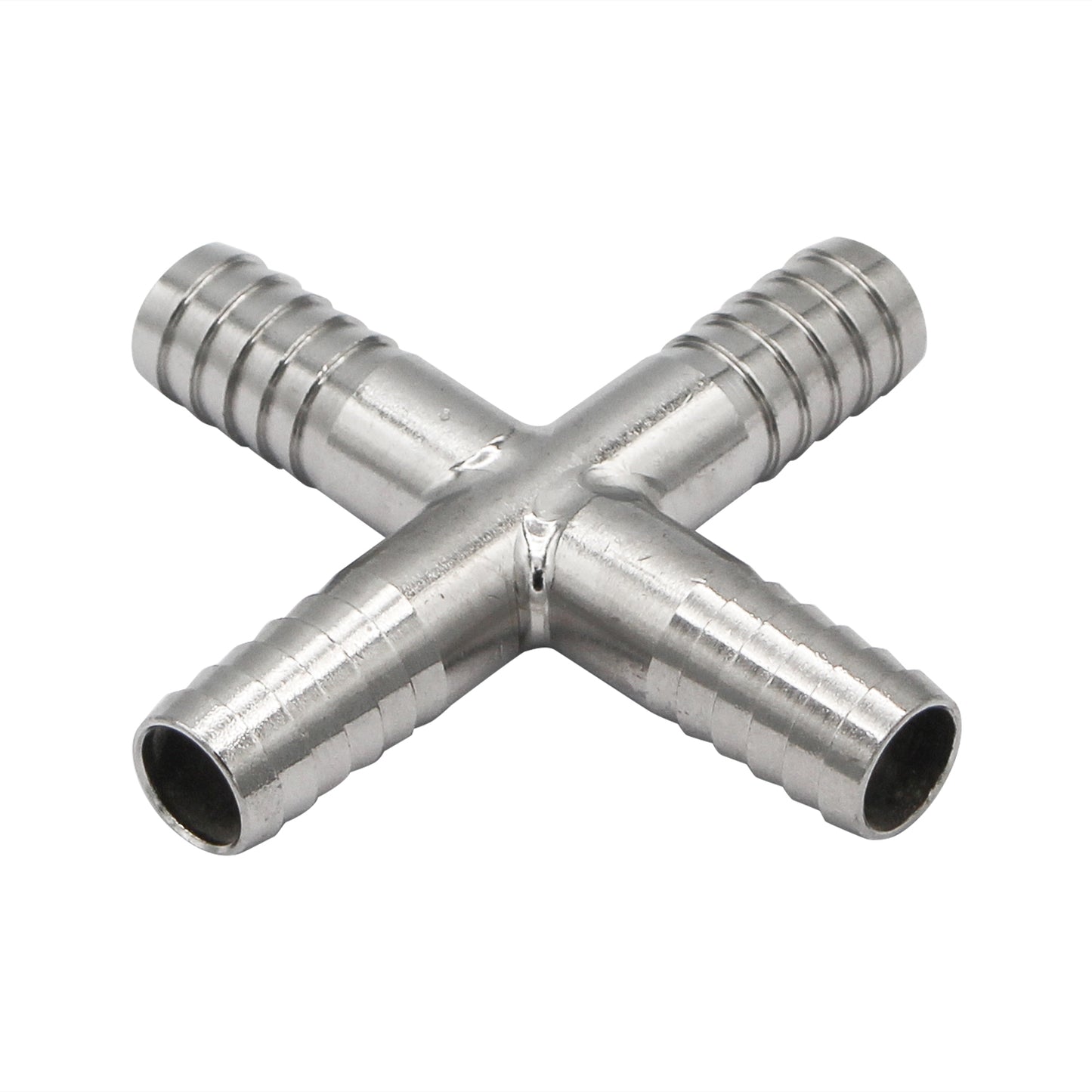 3/8" Barbed Cross Insert Fitting - Stainless Steel