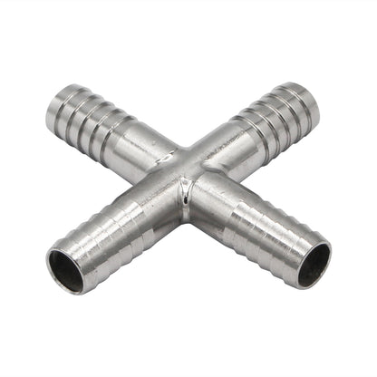 3/8" Barbed Cross Insert Fitting - Stainless Steel