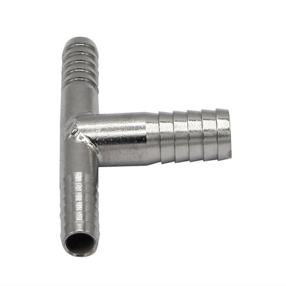 Stainless Steel Barbed Tee - 3/8" to Two 1/4" Barbs