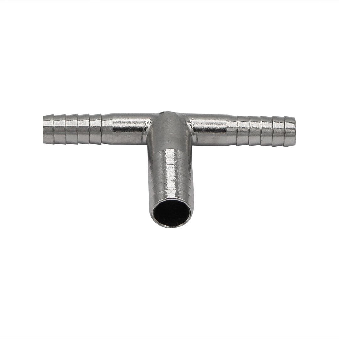 Stainless Steel Barbed Tee - 3/8" to Two 1/4" Barbs