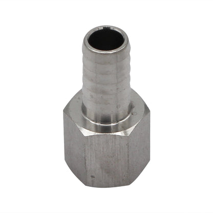 Stainless Steel Barbed Fitting - 1/4" Flared FFL to 3/8" Barb