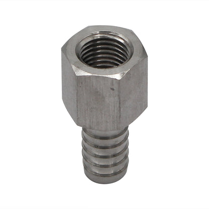 Stainless Steel Barbed Fitting - 1/4" Flared FFL to 3/8" Barb