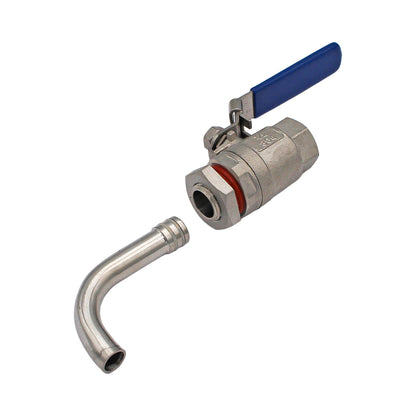 Stainless Steel 1/2" Female NPT 2-Piece Ball Valve with Racking Arm -  Canuck Homebrew Supply, Canada