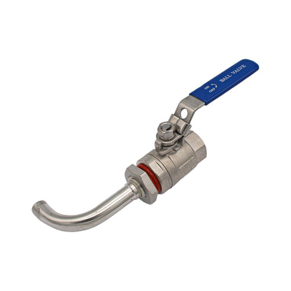 Stainless Steel 1/2" Female NPT 2-Piece Ball Valve with Racking Arm -  Canuck Homebrew Supply, Canada