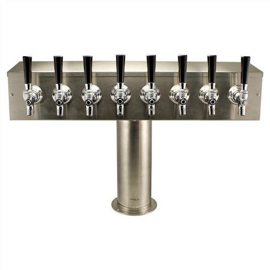 Brushed Stainless Steel "T" Beer Tower - Eight Faucet