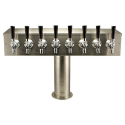 Brushed Stainless Steel "T" Beer Tower - Eight Faucet