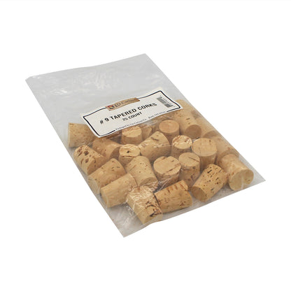 Tapered Cork Stopper- No. 9 - 25 per bag