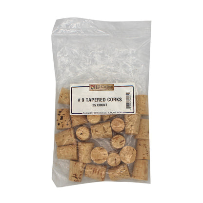 Tapered Cork Stopper- No. 9 - 25 per bag