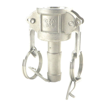 Stainless Steel Type C High Flow Camlock - 5/8" Barb to Female Camlock