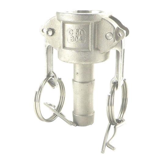 Stainless Steel Type C High Flow Camlock - 5/8" Barb to Female Camlock