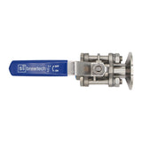 Ss Brewtech Stainless Steel 1.5" TC to 1/2" Female NPT 3-Piece Ball Valve