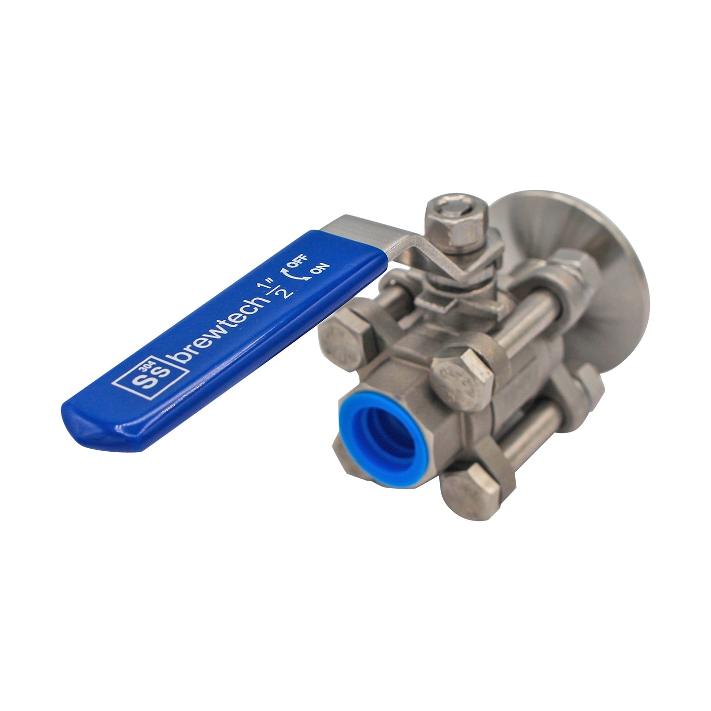 Ss Brewtech 1.5" Tri Clamp to 1/2" Female NPT 3-Piece Ball Valve - Tri Clover Sanitary Stainless Steel Fitting