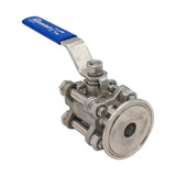 Ss Brewtech Stainless Steel 1.5" TC to 1/2" Female NPT 3-Piece Ball Valve