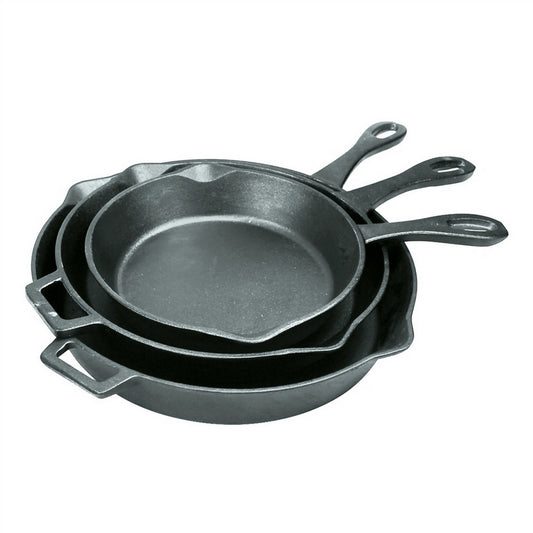 Bayou Classic Cast Iron 3-Piece Skillet Set - 10", 12", 14" [7405]