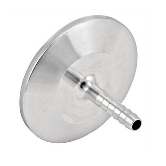 Stainless Steel Tri-Clover Cap w/ 1/4” Barb – 2” TC