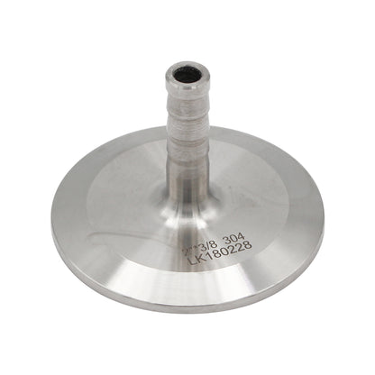 2" Stainless Steel Tri-Clover Cap w/ 3/8" Barb