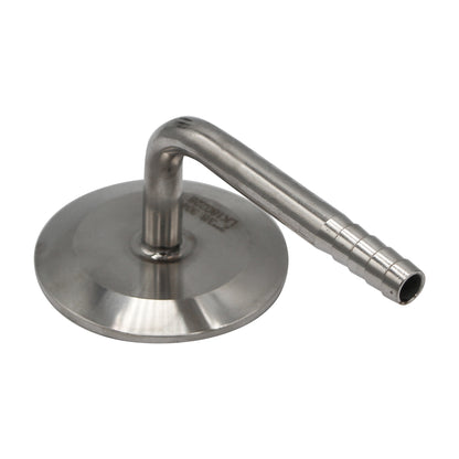 Stainless Steel 2" Tri-Clover, 3/8" Barbed 90° Elbow