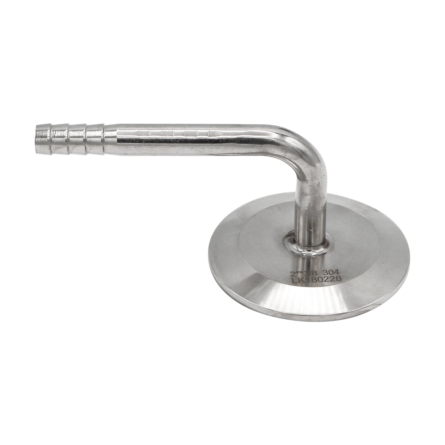 Stainless Steel 2" Tri-Clover, 3/8" Barbed 90° Elbow