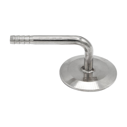 Stainless Steel 2" Tri-Clover, 3/8" Barbed 90° Elbow