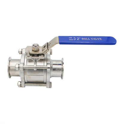 2" Tri Clamp 3-Piece Ball Valve - Tri Clover Sanitary Stainless Steel Fitting