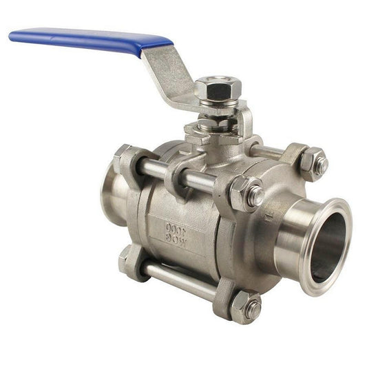 Stainless Steel Tri-Clover 3 Piece Ball Valve – 2” TC