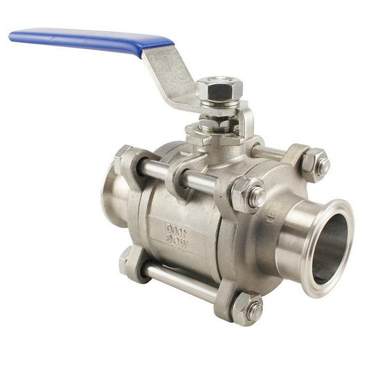 Stainless Steel Tri-Clover Premium 3 Piece Ball Valve – 2” TC