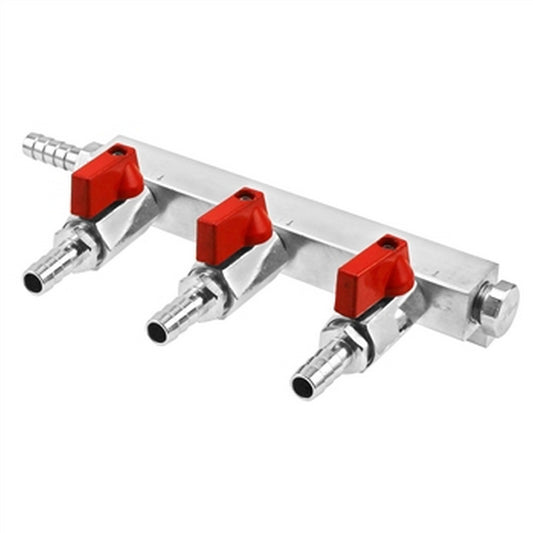 Aluminum Gas Distributor - 3 Way - 3/8" Barb