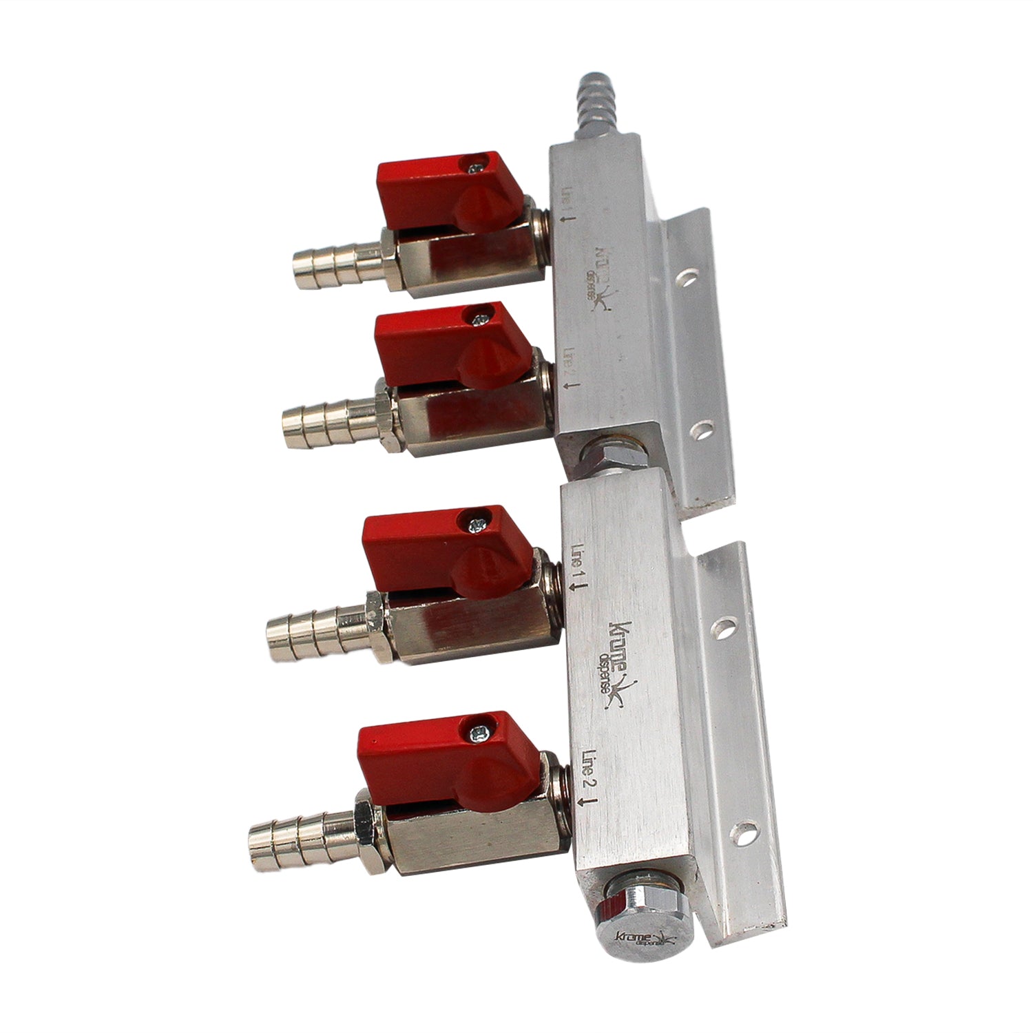 Aluminum 4 Way Gas Distributor - 3/8" Barbed Shut-off Valve -  Canuck Homebrew Supply, Canada