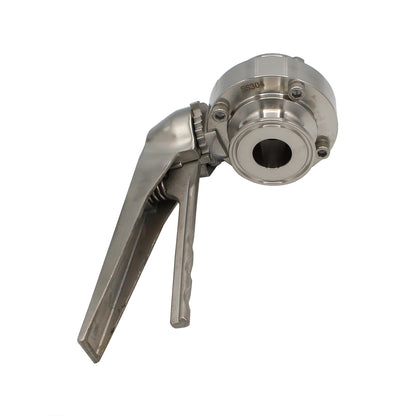 1" Tri Clamp Squeeze Trigger Butterfly Valve (All Stainless) - Tri Clover Sanitary Stainless Steel Fitting