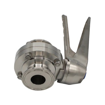 1" Tri Clamp Squeeze Trigger Butterfly Valve (All Stainless) - Tri Clover Sanitary Stainless Steel Fitting