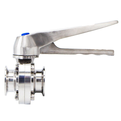 1" Tri Clamp Squeeze Trigger Butterfly Valve (All Stainless) - Tri Clover Sanitary Stainless Steel Fitting