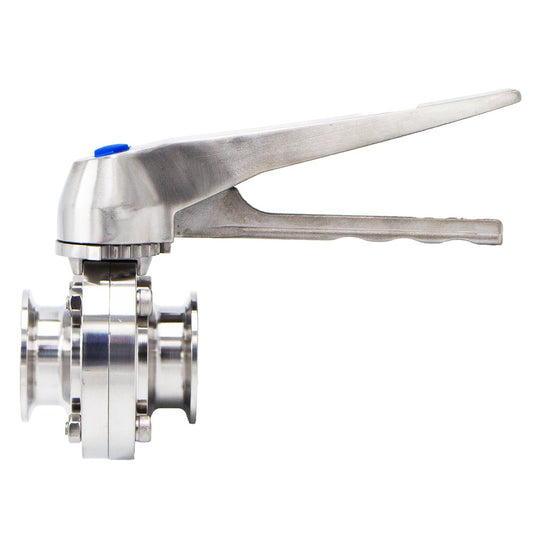 1" Tri Clamp Squeeze Trigger Butterfly Valve (All Stainless) - Tri Clover Sanitary Stainless Steel Fitting
