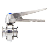 Stainless Steel Tri-Clover Butterfly Valve (Squeeze Trigger) - 1" TC (All SS)