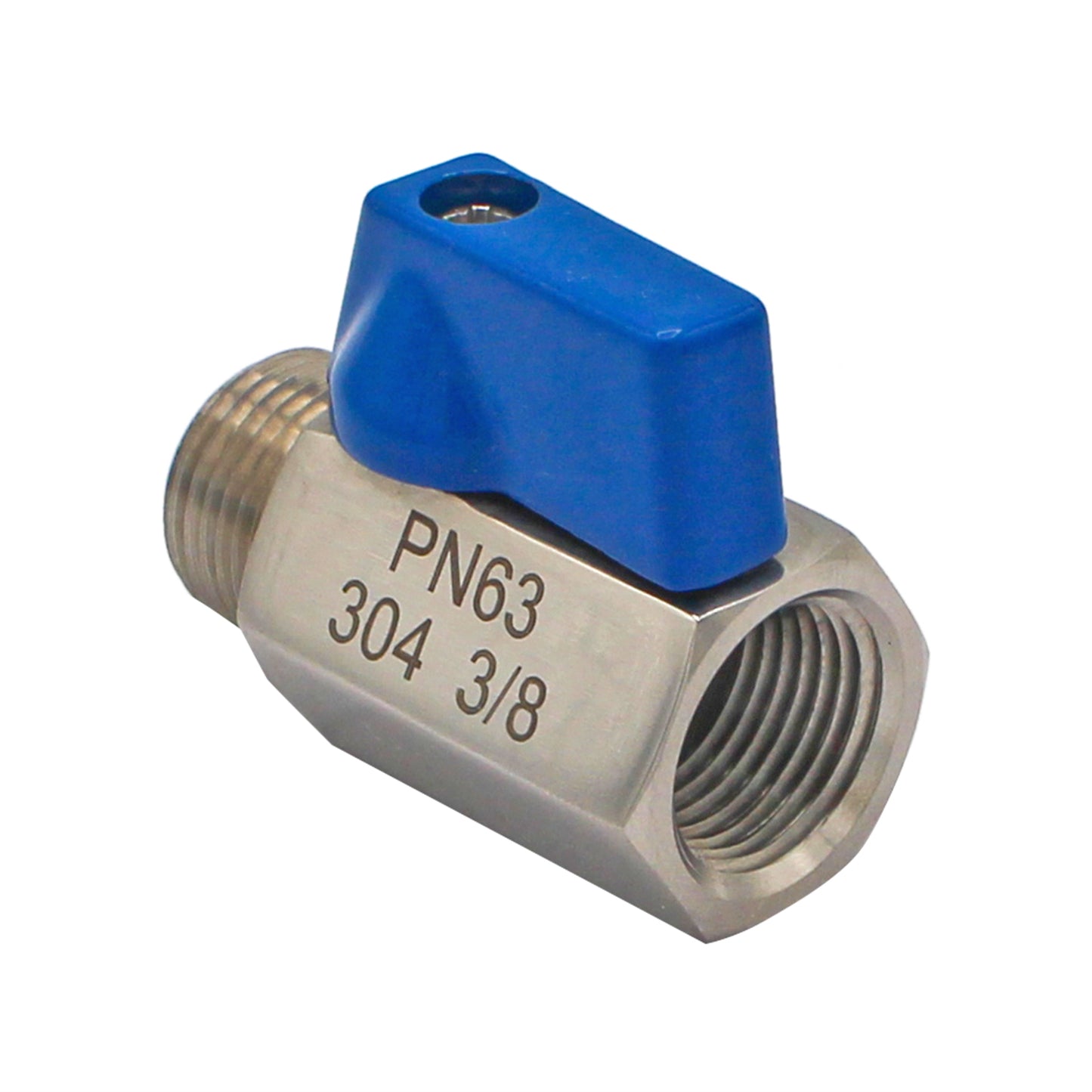Stainless Steel 3/8" Male NPT to 3/8" Female NPT Mini Ball Valve