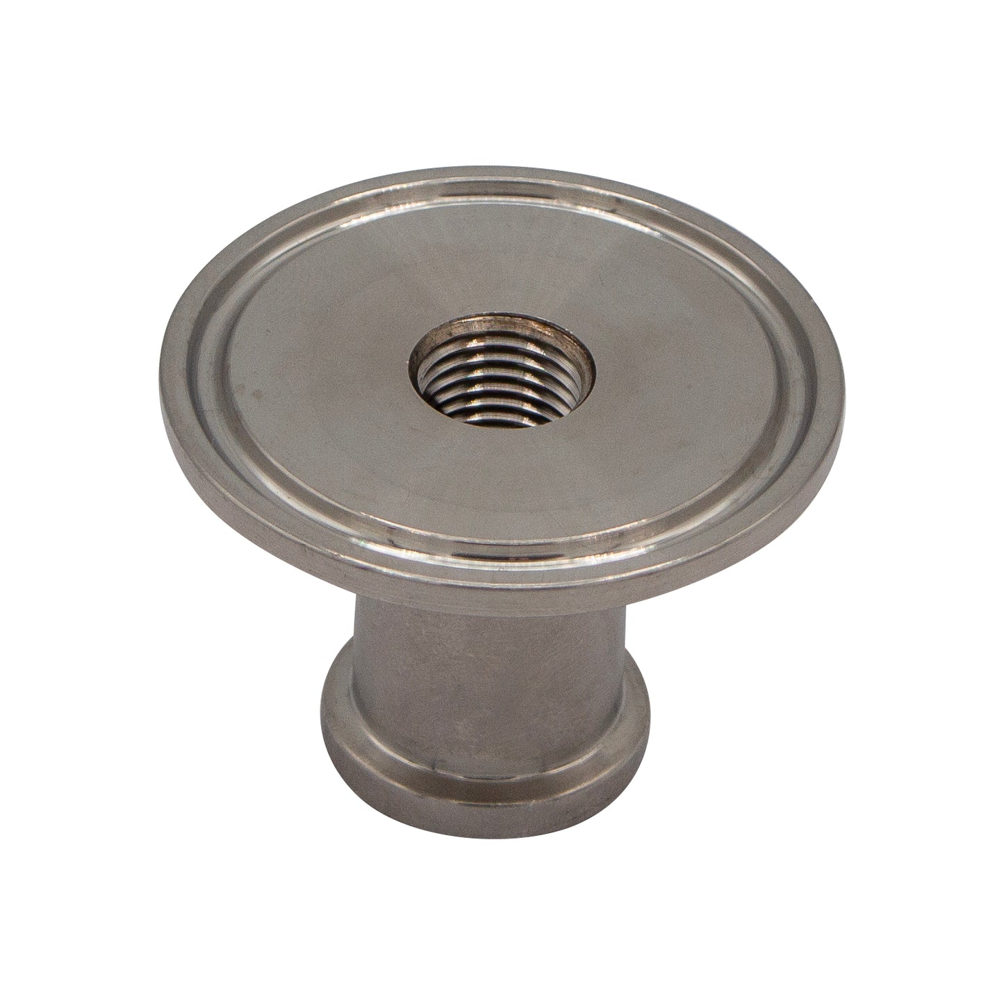 1.5" TC X 1/2" Tri Clamp Threaded Cap Reducer (1/4" NPS Threaded) - Tri Clover Sanitary Stainless Steel Fitting