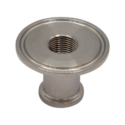 Stainless Steel Tri-Clover Threaded Cap Reducer - 1.5" TC X 3/4" TC (3/8" NPS)