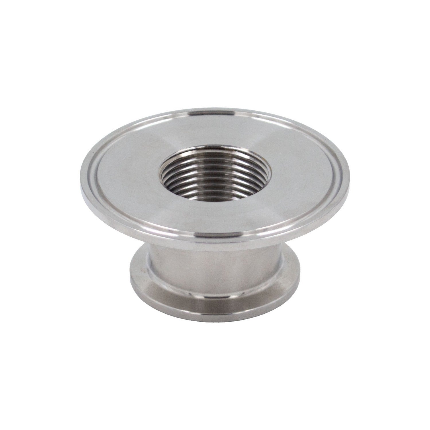 Stainless Steel Tri-Clover Threaded Cap Reducer - 2.5" TC X 1" TC (1" NPS)