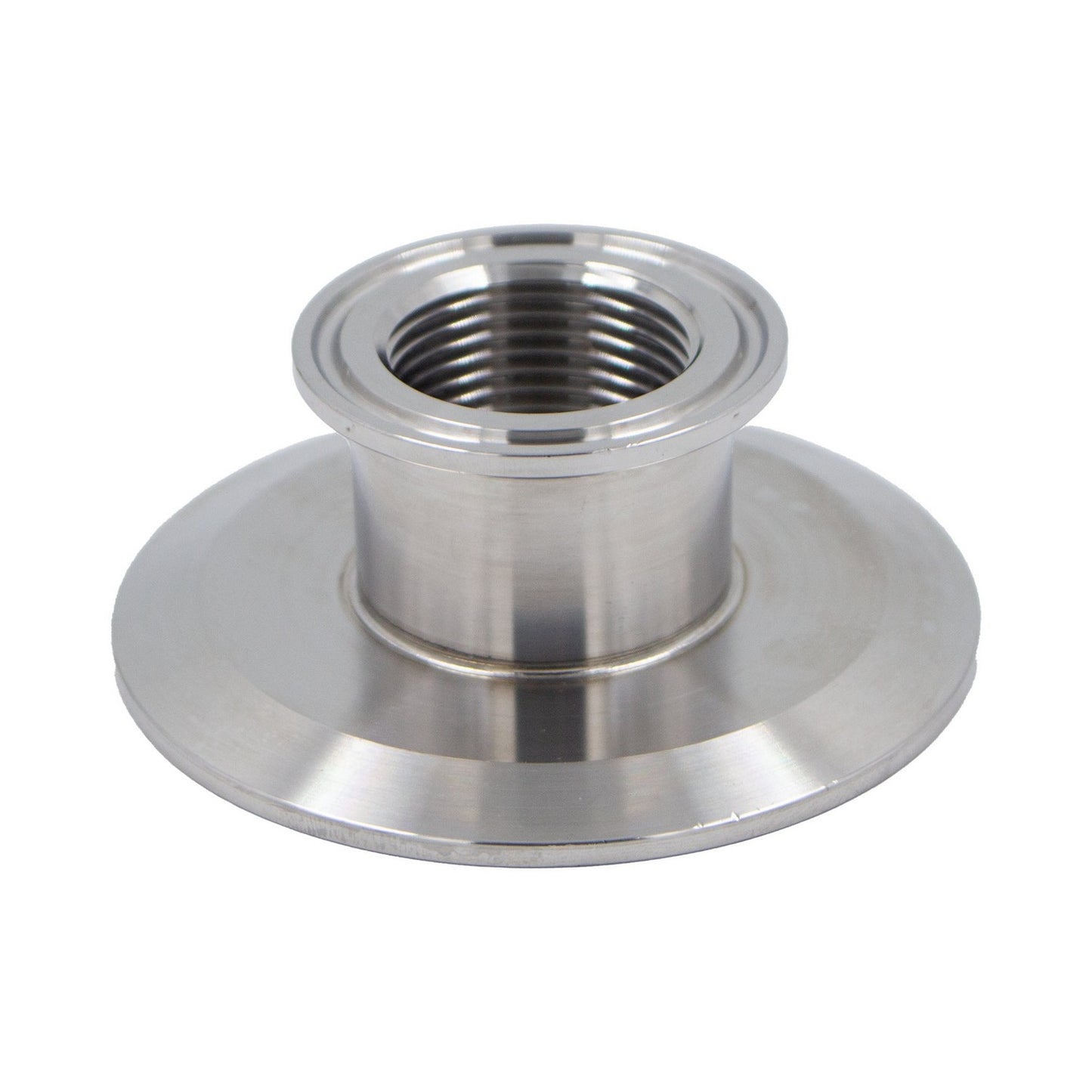 Stainless Steel Tri-Clover Concentric 1" NPS Threaded Cap Reducer - 3" TC X 1.5" TC