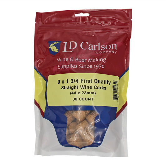 First Quality Straight Wine Corks - #9 by 1 3/4" Length (30 per bag)