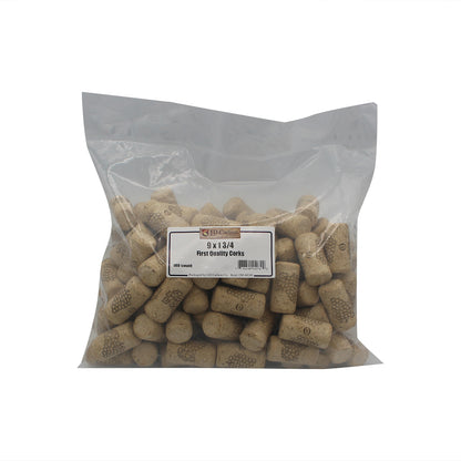 First Quality Straight Wine Corks - #9 by 1 3/4" Length (100 per bag)