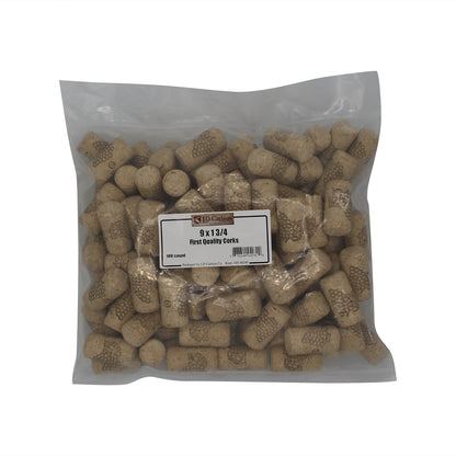 First Quality Straight Wine Corks - #9 by 1 3/4" Length (100 per bag)