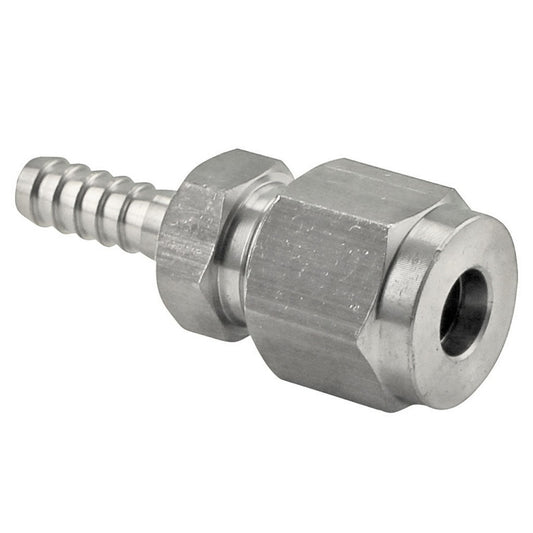 Stainless Steel Compression Hose Barb - 5/16” Compression to 1/4” Barb