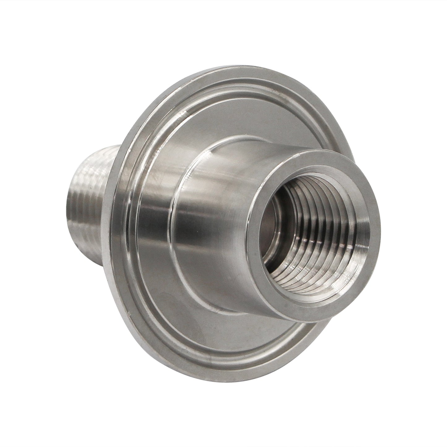 1.5" Tri Clamp X 1/2" Male NPT Outside (1/2" Female NPT Inside) Adapter - Tri Clover Sanitary Stainless Steel Fitting