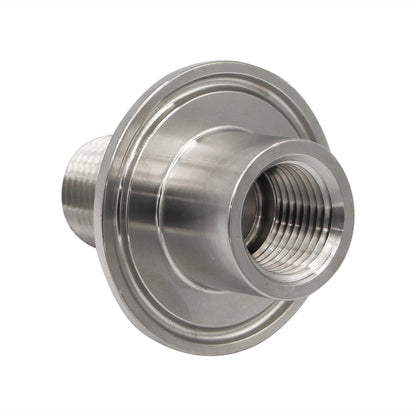 1.5" Tri Clamp X 1/2" Male NPT Outside (1/2" Female NPT Inside) Adapter - Tri Clover Sanitary Stainless Steel Fitting